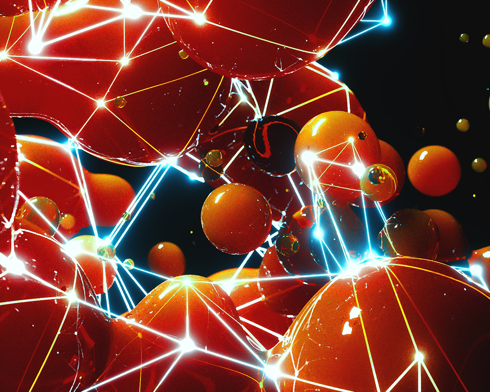 C4D实用工程第411季：光线连接的融球创意C4D工程文件 c4d project