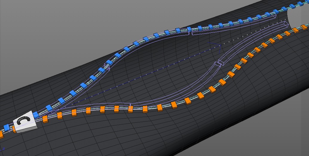 C4D拉链拉开动作预设 fermeture eclair