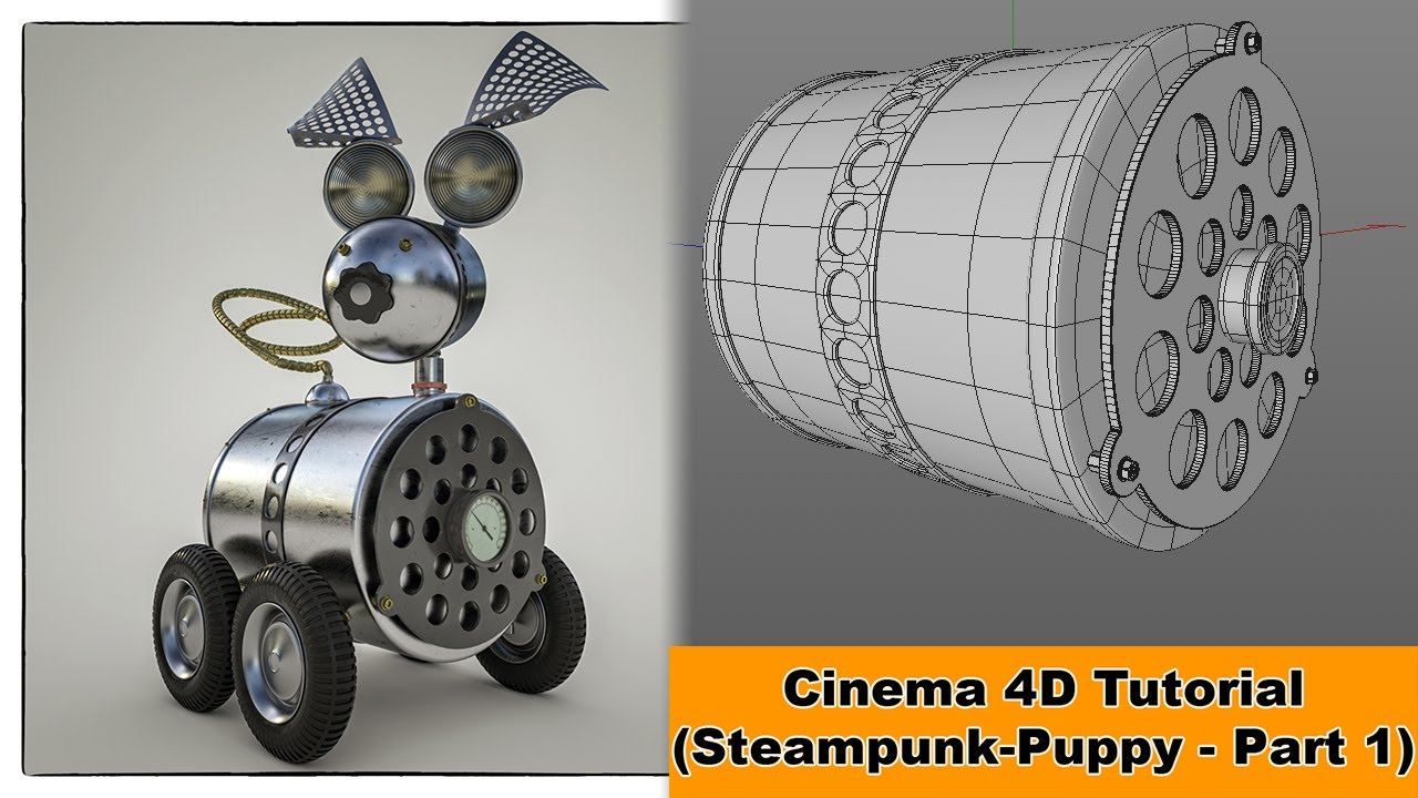 C4D蒸汽朋克小狗月球探测车制作教程第*部（含工程）Steampunk Puppy - Part 1