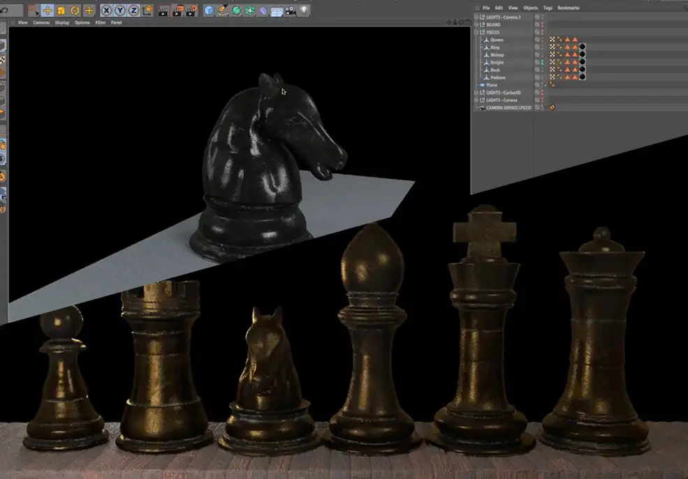C4D制作国际象棋测试corona渲染器材质案例教程