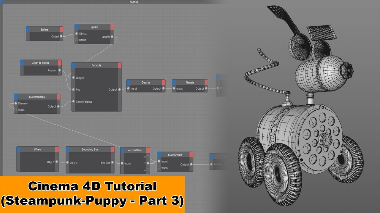C4D蒸汽朋克小狗月球探测车制作教程第三部（含工程）Steampunk Puppy - Part 3