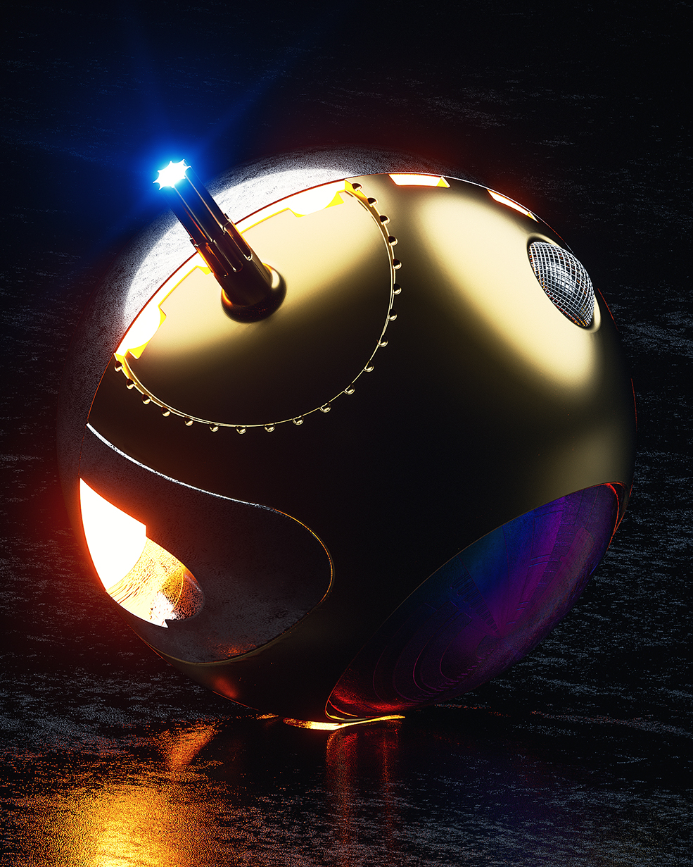 C4D实用工程第425季：发光科幻金属球创意C4D工程文件 c4d project