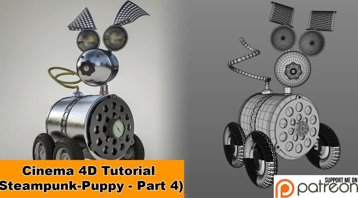 C4D蒸汽朋克小狗月球探测车制作教程第四部（含工程）Steampunk Puppy - Part 4