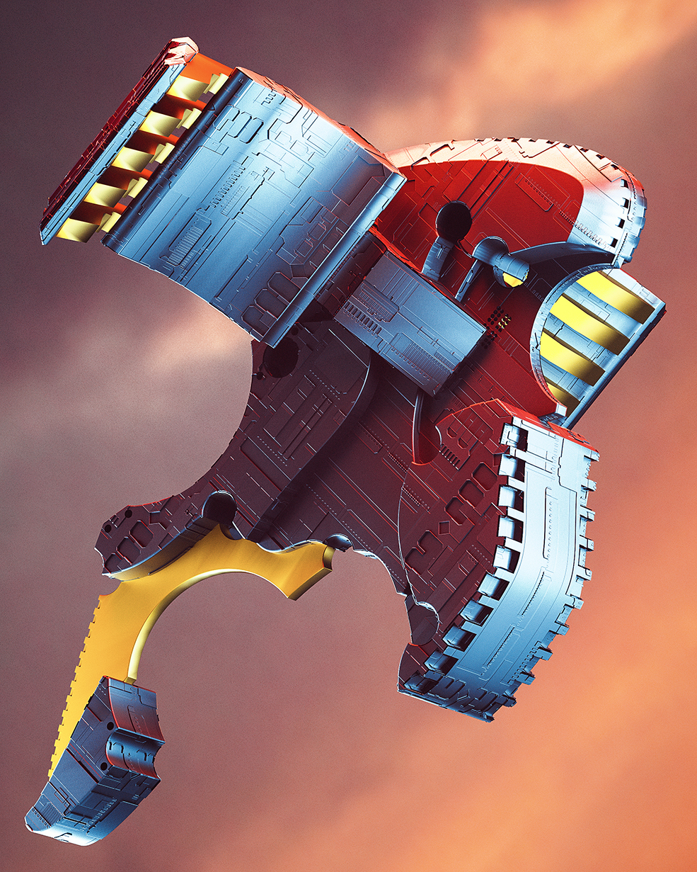 C4D实用工程第427季：鹰型科幻金属C4D工程文件 c4d project[Cinema4D - Octane]