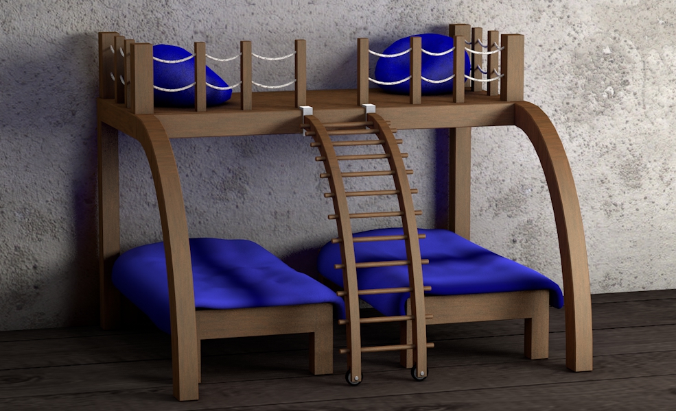 带爬梯的两层儿童床C4D模型 Parallel Bunk - C4D之家 - Parallel Bunk.jpg