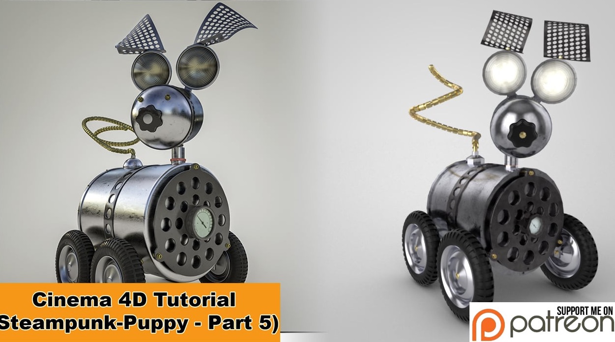 C4D蒸汽朋克小狗月球探测车制作教程第五部（含工程）Steampunk Puppy - Part 5