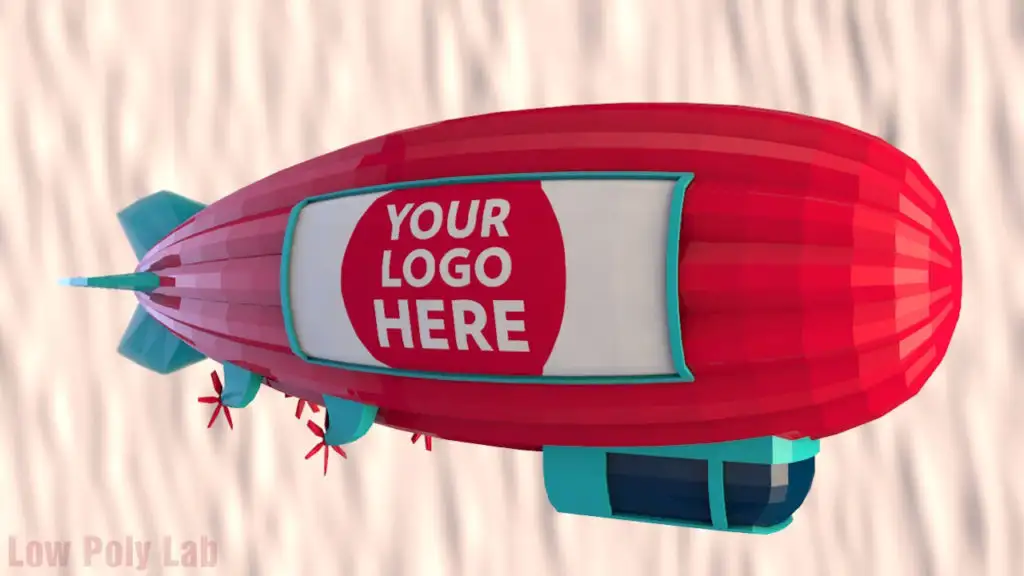 低面飞艇 飞船C4D模型 Low Poly Airship 3D Model