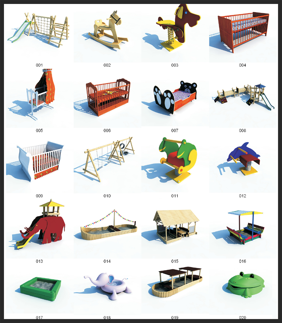 100套儿童游乐场设施3D模型合集 Kid's Playground