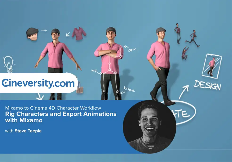 人物角色动作捕捉绑定C4D教程 Cineversity Mixamo to Cinema 4D Character Workflow