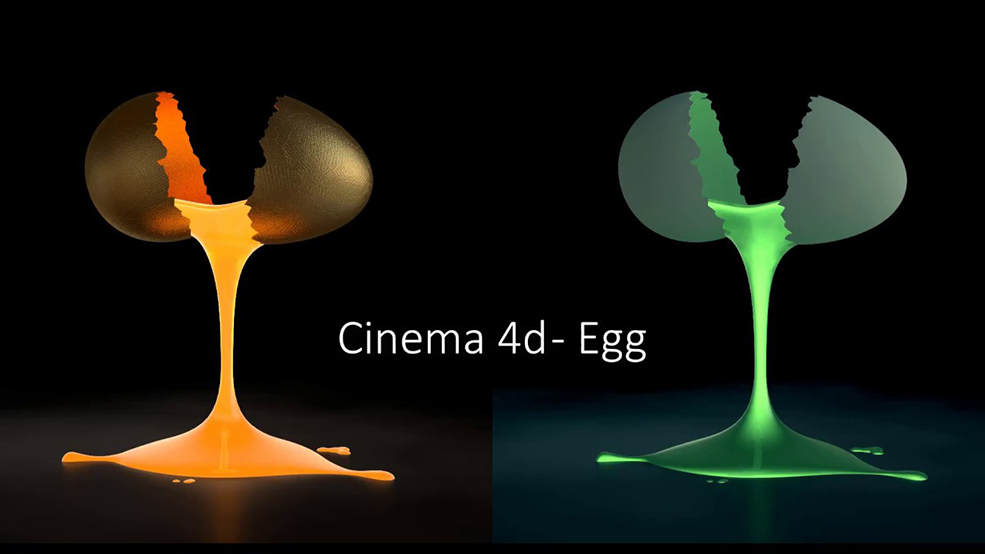 C4D制作破壳流出蛋黄的鸡蛋 Cinema 4d Egg