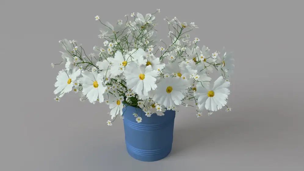 白菊插花C4D模型 Chrysanthemum flower arrangement
