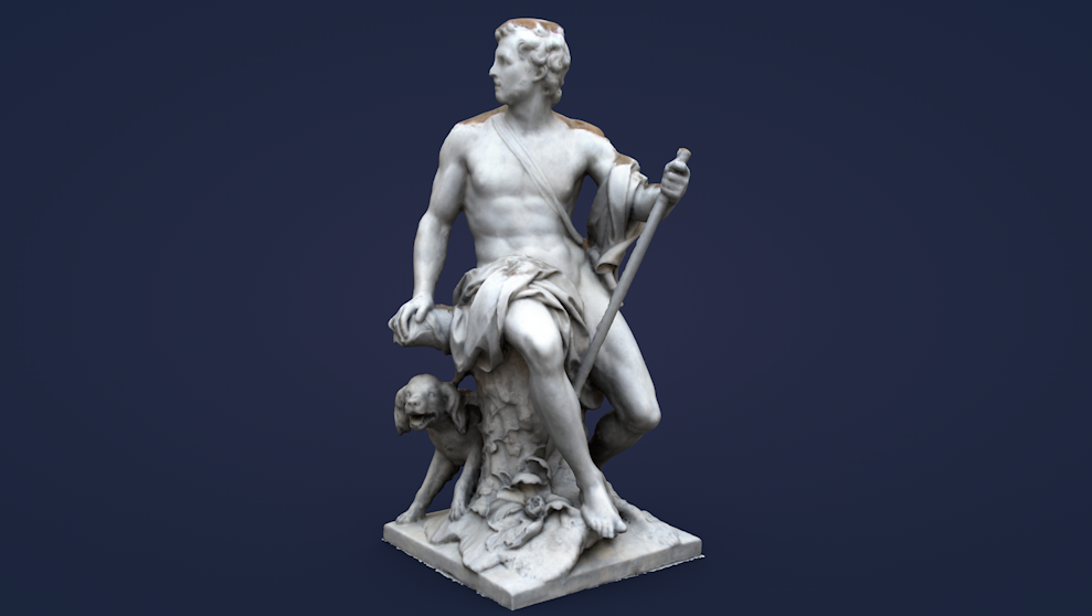 卢浮宫博物馆猎人雕塑C4D模型 chasseur louvre museum low definition