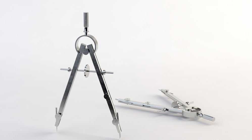 数学画图和工程制图工具圆规C4D模型 Compasses