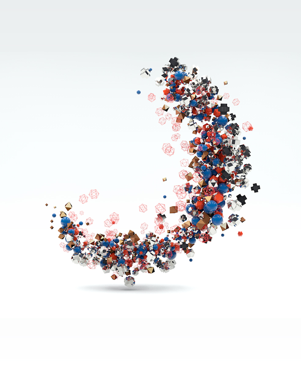 C4D模型元素汇聚成月芽动画工程 Medialuna C4D Project