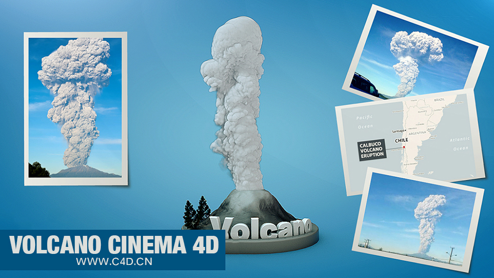 C4D火山喷发工程文件 Volcano Cinema 4D