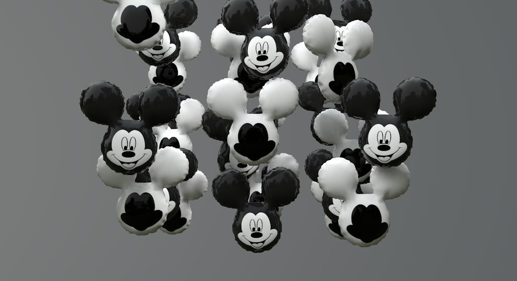 C4D米老鼠米奇气球飘动动画工程文件 mickey's balloons