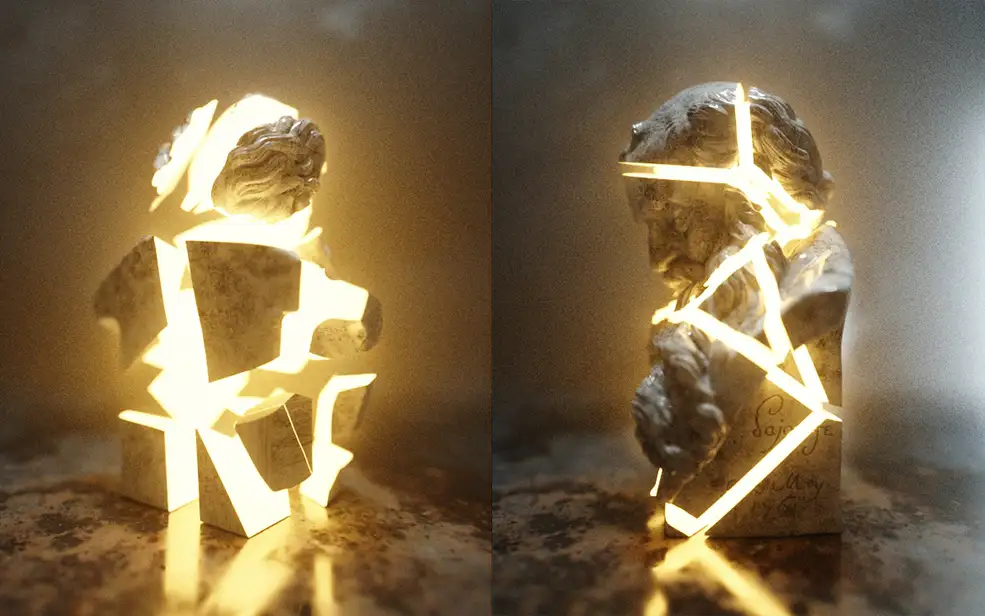C4D Octane Render石像分裂动画工程文件