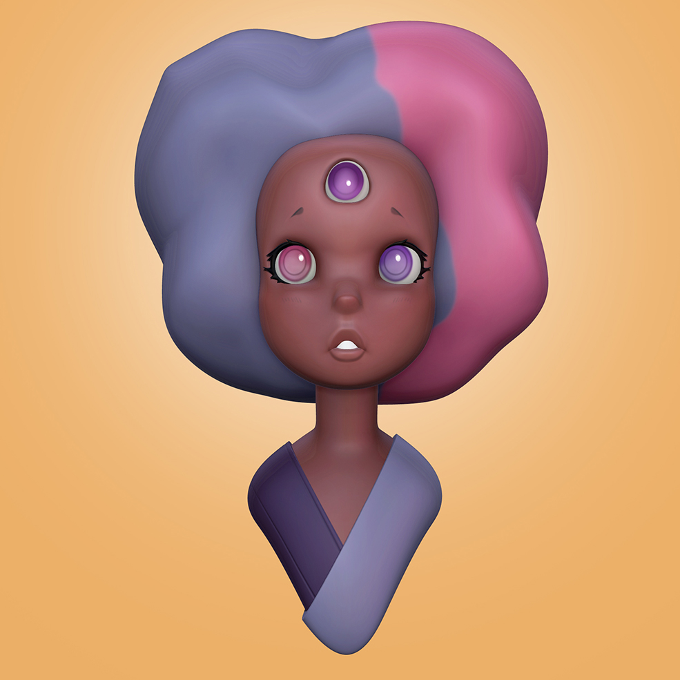 [Zbrush模型]卡通非洲女性头像ZTL模型 Decimated Garnet