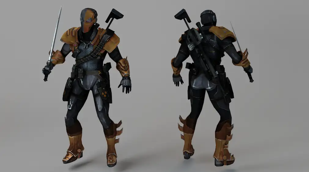 DC雇佣兵丧钟C4D游戏角色绑定模型 Deathstroke