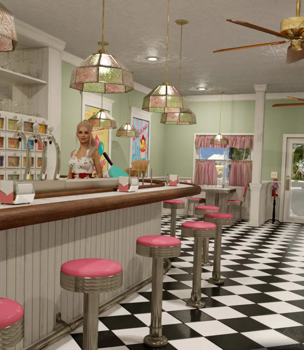 冰淇淋店C4D模型 Mirandas Ice Cream Parlor - C4D -FBX