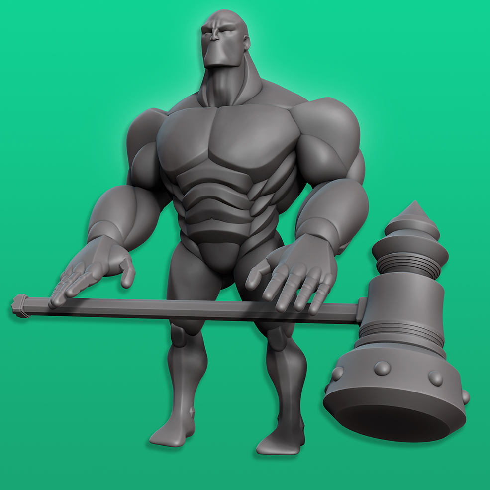 [Zbrush模型]拿锤子的大力士卡通角色ZTL模型 Male Anatomy Split
