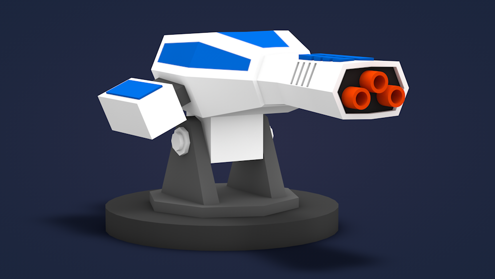 c4d低面炮台模型 Battery