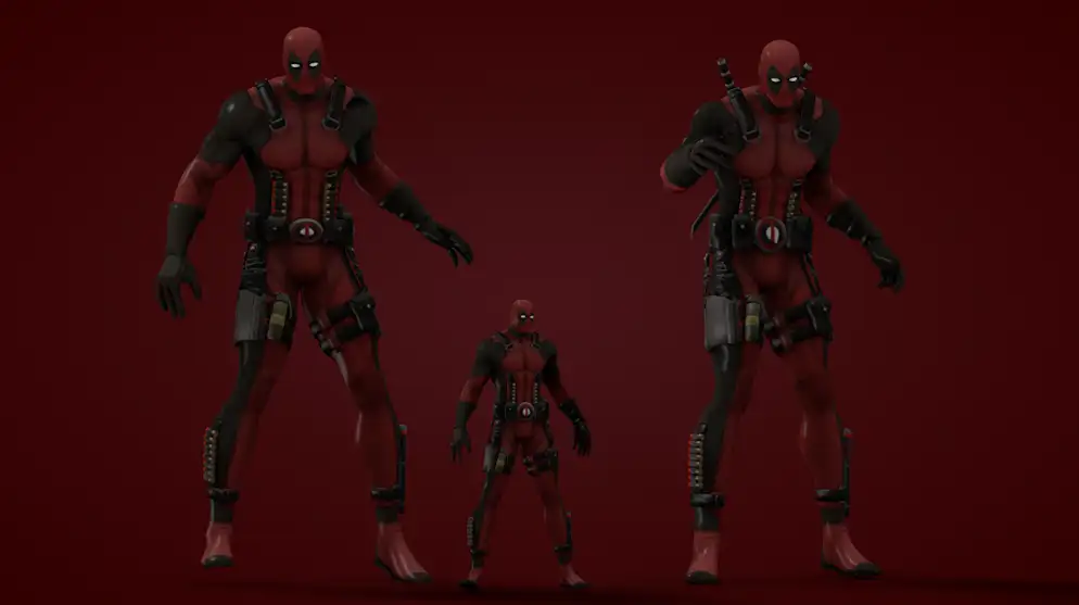 死侍（Deadpool）C4D绑定角色模型 Deadpool para Cinema 4D (Rig)