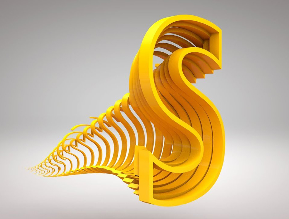 C4D拖尾波动文字动画工程文件 Wave text effect in c4d