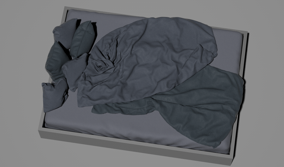 床铺+毛毯+枕头C4D模型 Blankets Pillows