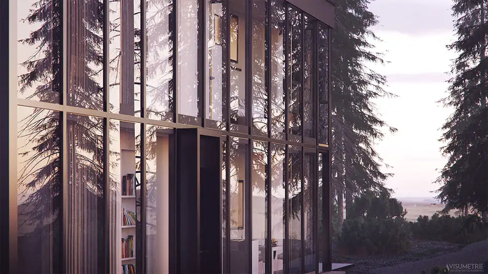 C4D树林中的时尚别墅建筑渲染作品欣赏 Black Box - Full CGI - C4D之家 - adcd7534907645.56e1efb0a945c.jpg