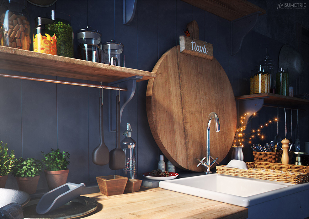 C4D复古厨房渲染欣赏 old antique kitchen