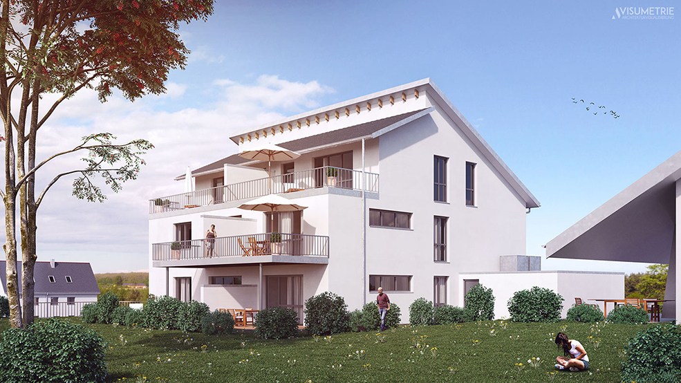 C4D别墅室外场景渲染作品 Residential Building in Germany