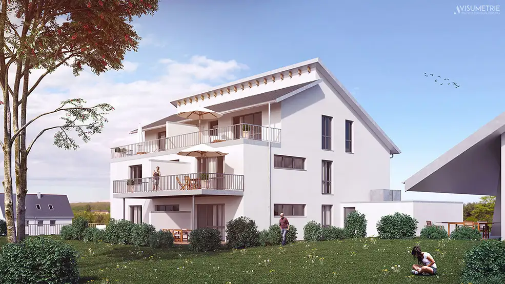 C4D别墅室外场景渲染作品 Residential Building in Germany