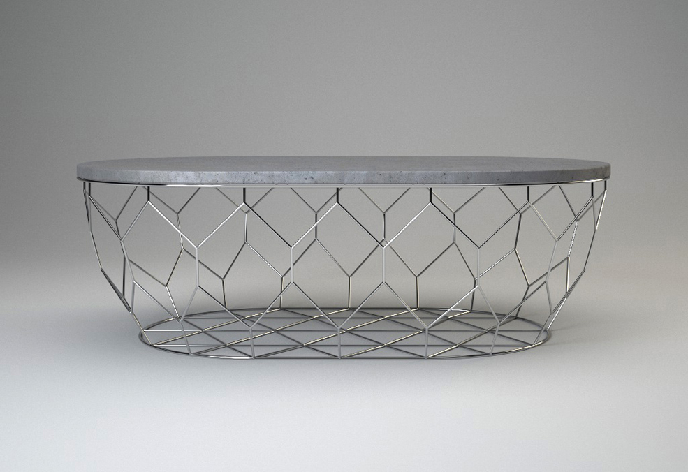 金属镂空桌子C4D模型 BOLIA TABLE COMB ELLIPSE