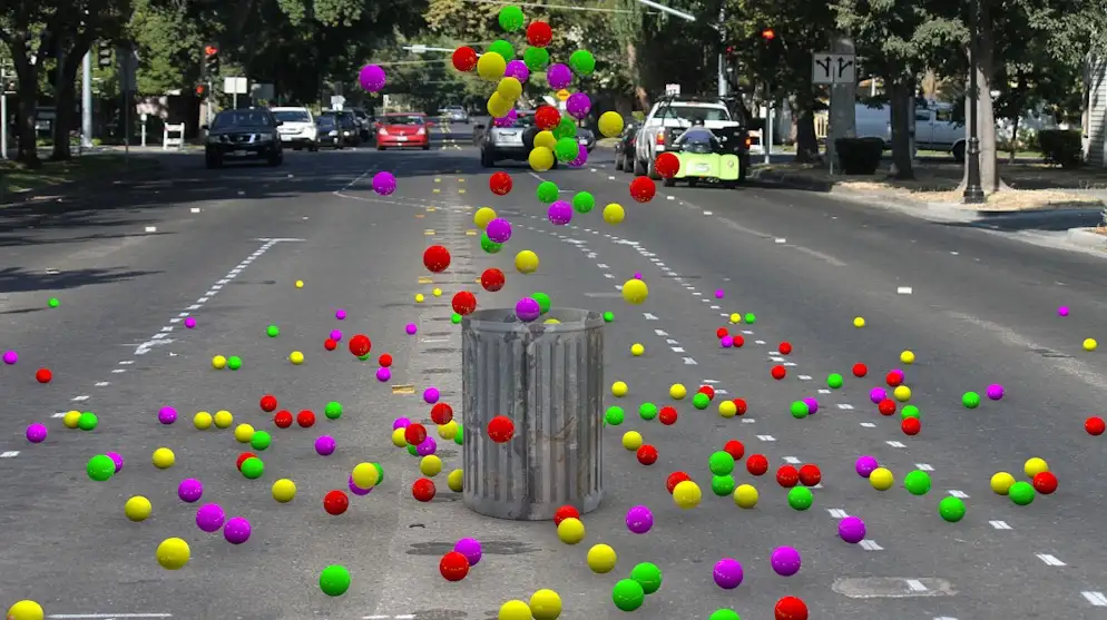 C4D垃圾桶喷出的圆球动画 Cinema 4D - compositing background