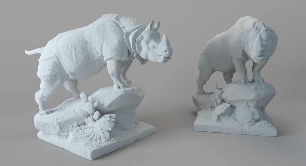 犀牛石头雕像 犀牛雕塑C4D模型 Rhino sculpture