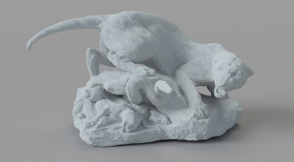 豹与蛇雕塑C4D模型 Leopard and snake sculpture