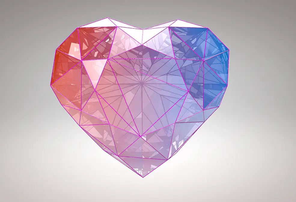 C4D低多边形心形模型 心形钻石工程 diamond hart
