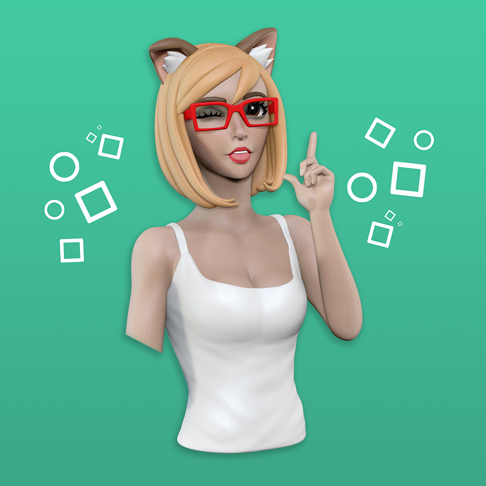 [Zbrush模型]可爱的青春少女教师 卡通女老师3d模型 Neko Nerd Girl - C4D之家 - comp.jpg