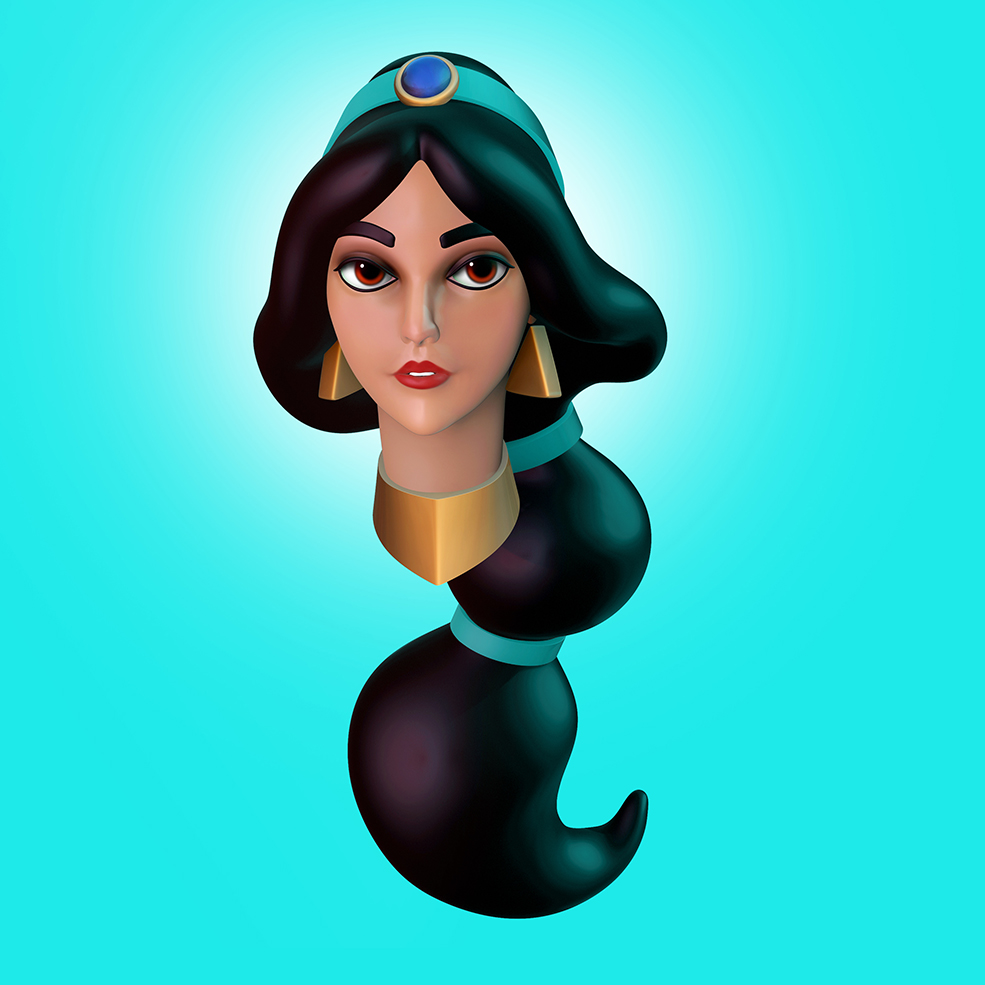 [Zbrush模型]卡通西方长发女性 茉莉公主3d模型 Princess Jasmine