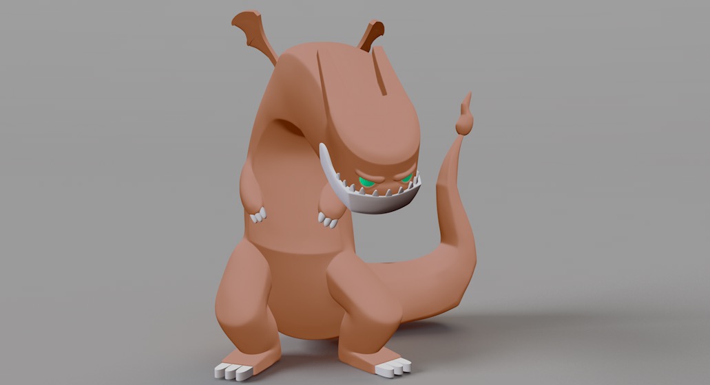 [Zbrush模型]卡通喷火龙3d模型 Square Charizard