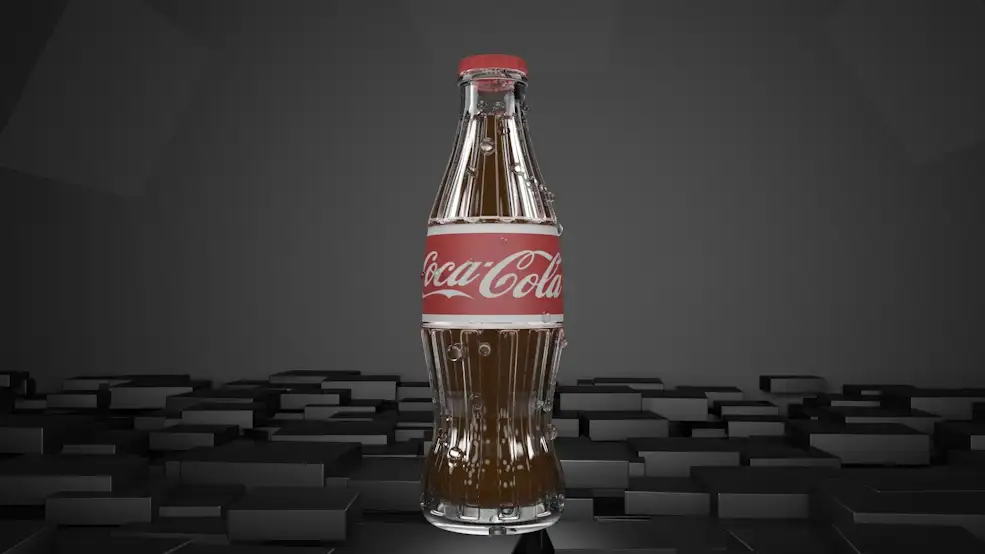 可口可乐饮料瓶带水珠C4D模型 Coca-Cola beverage bottle