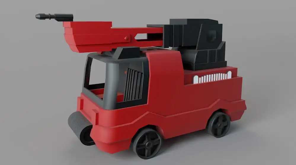 卡通汽车 消防车C4D模型 Cartoon fire engine