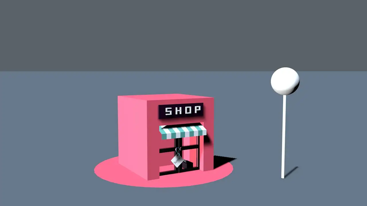 商店SHOP白天黑夜模型 - C4D之家 - 白天