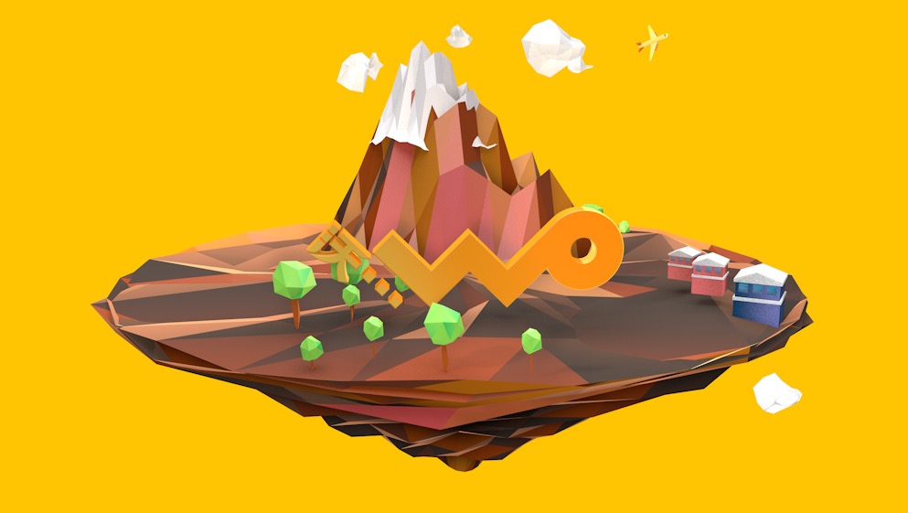 C4D联通“沃”广告低面多边形场景模型