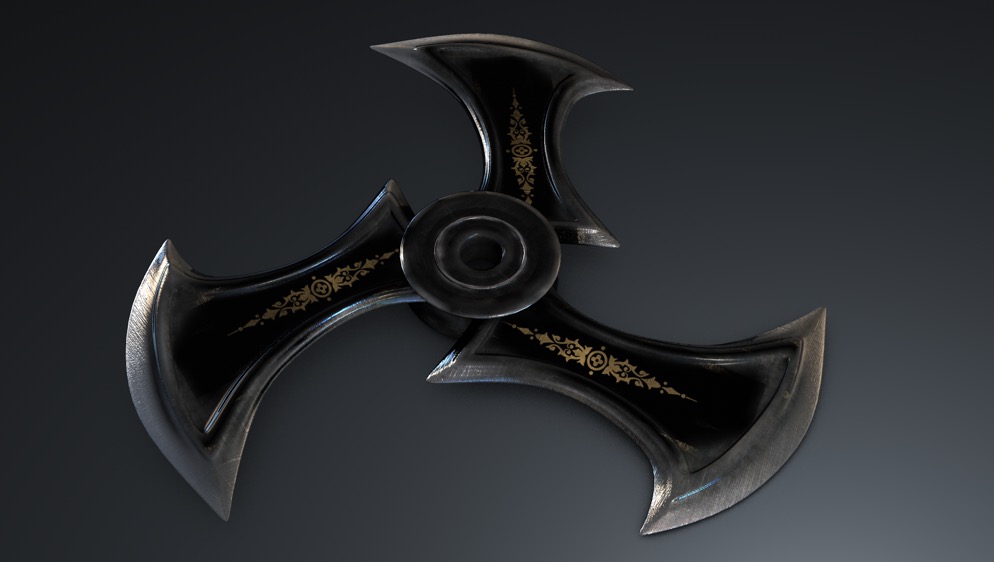 旋转的三片刀锋武器C4D模型 Blade weapon