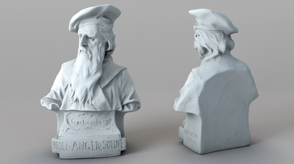 国外长胡子老头雕像 古腾堡半身像雕塑C4D模型 Bust of Gutenberg