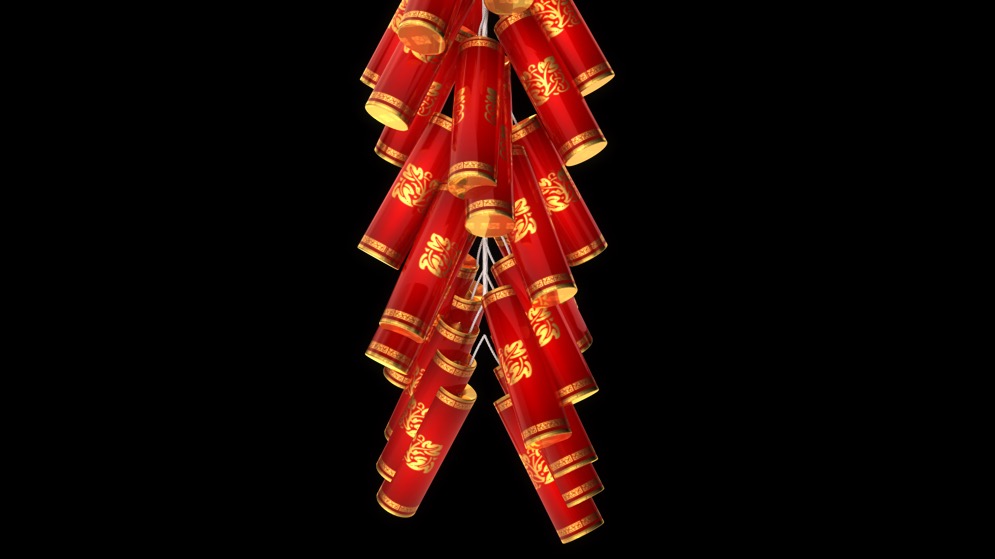 一串鞭炮C4D模型 firecrackers 3d model