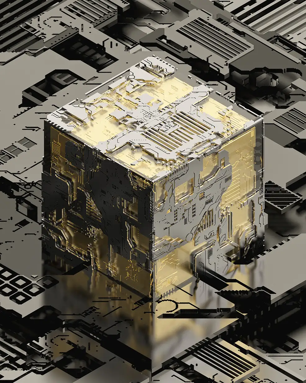 C4D实用工程第481季：科技方块C4D工程C4D Project - C4D之家 - [18-10-17]---GoldCube.jpg