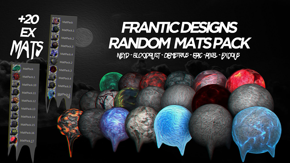 23个C4D科幻材质包预设 Frantic Designs Random Material Pack